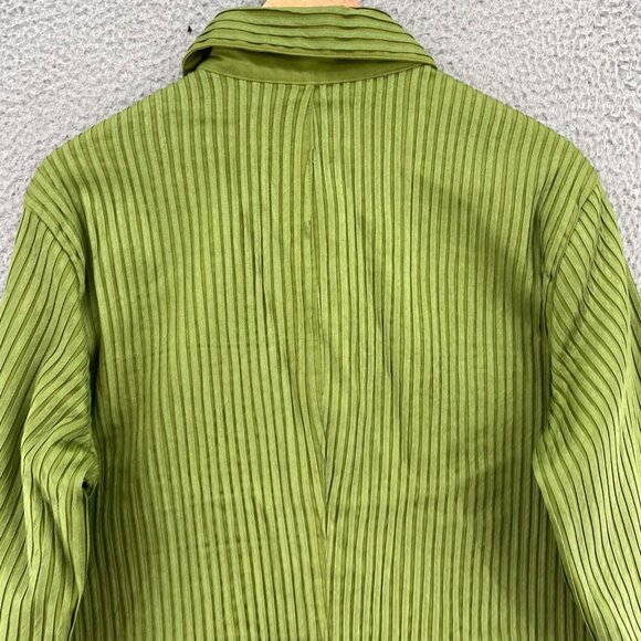 Chicos Blazer Womens 2 US 12 Green Ribbon Stripe Texture Button Stretch Office - Picture 4 of 9